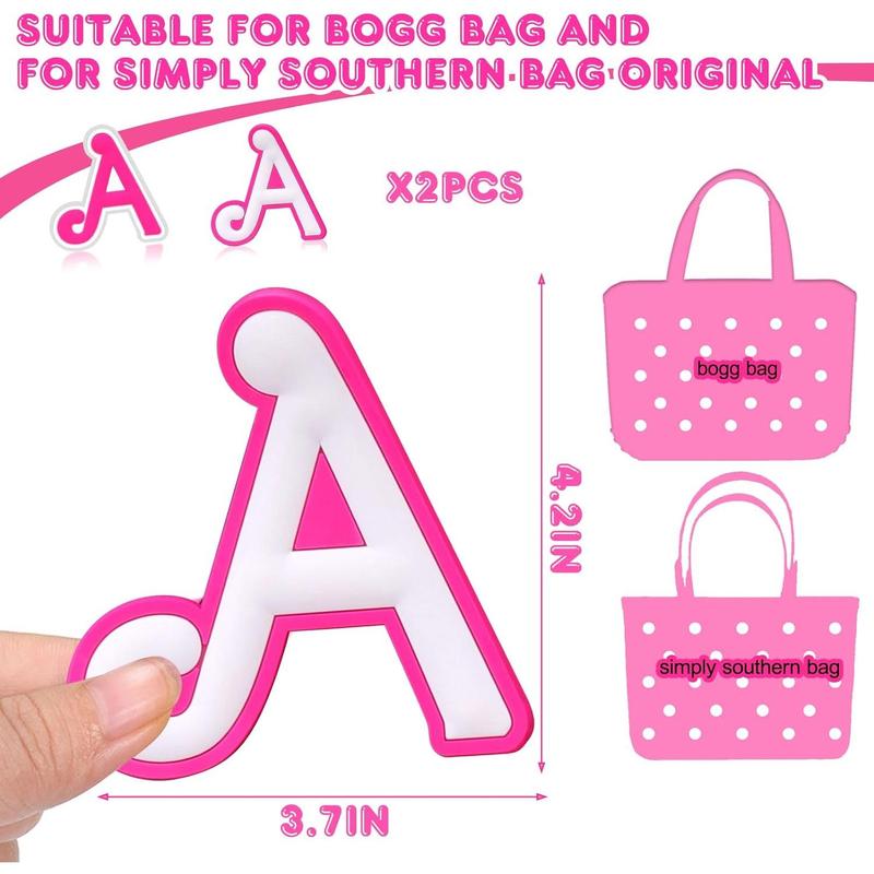 Letter Charms for Bogg Bag A-Z, 2counts Alphabet Charm Accessories for Bogg Bag for Simply Southern Bag Original All Mode, Silicone Insert tive Letterring Attachments for Beach Tote Bags