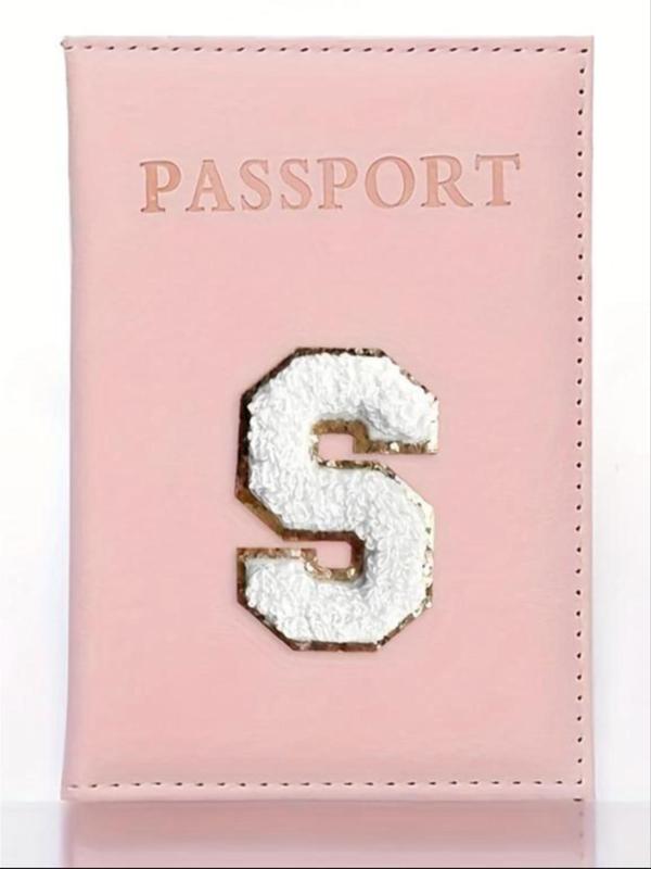 Letter Embroidered Design Passport Case,  2024 New Style Pu Leather Passport Cover for Daily Use, Perfect Gift for Teens Women Perfect Travel Accessories