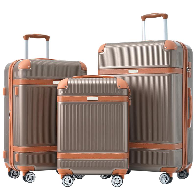 Merax Hardshell Luggage Sets 3 Piece double spinner 8 wheels Suitcase with TSA Lock Lightweight 20''24''28'' carry luggage