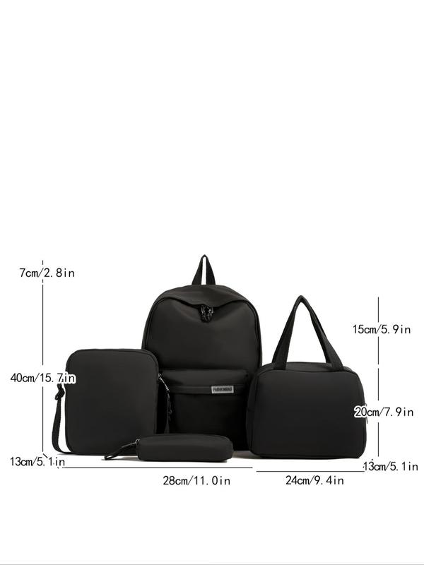 Men's Business Solid Color Bag Set, Including Backpack & Crossbody Bag & Pouch & Pencil Case, Lightweight Large Capacity Travel Bag Set