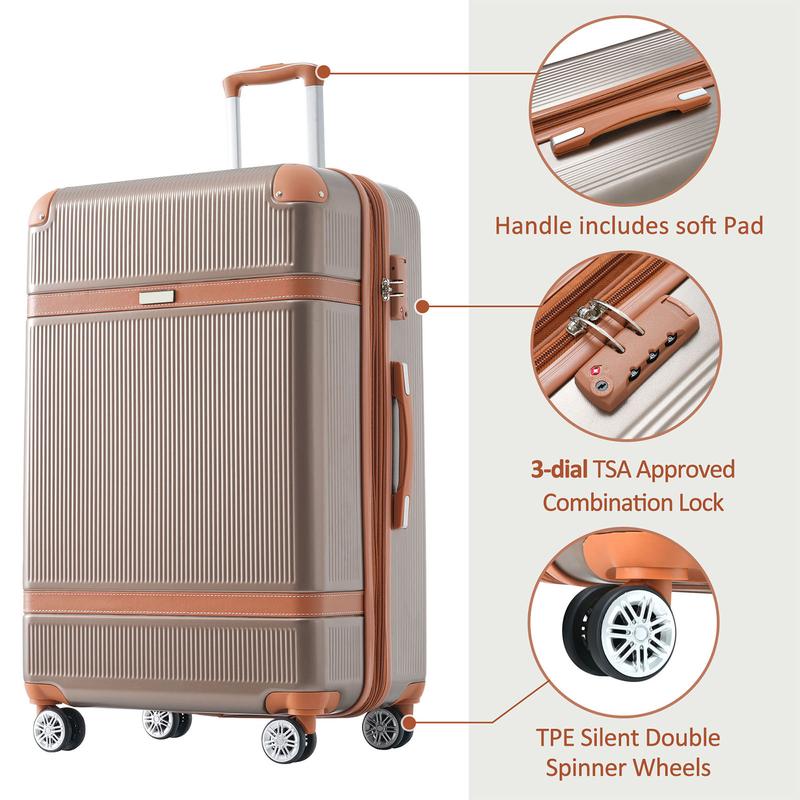 Merax Hardshell Luggage Sets 3 Piece double spinner 8 wheels Suitcase with TSA Lock Lightweight 20''24''28'' carry luggage