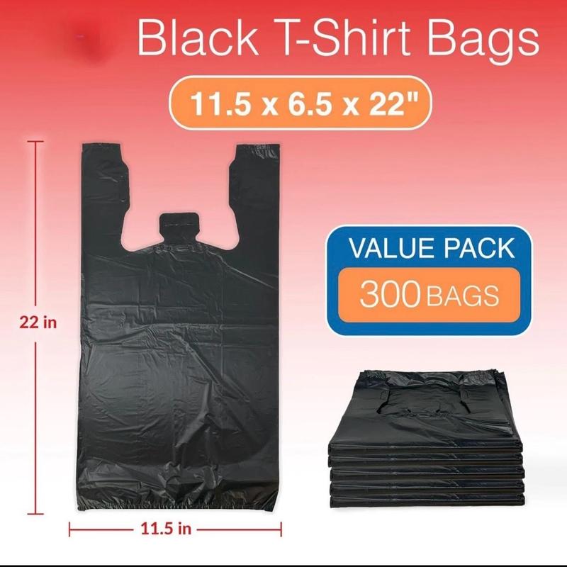 Thank you T-shirt Bags (300 Count) (Black) (11.5