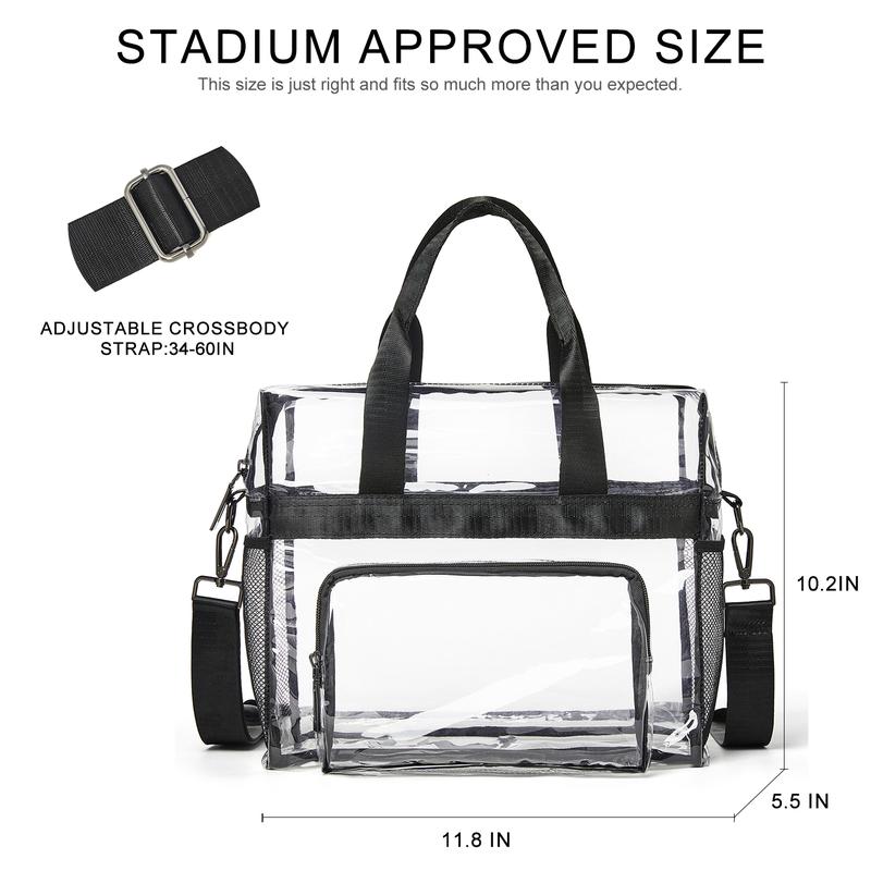 Bluome Clear Bag For Stadium Events 12×6×12 Crossbody Beach Lunch Tote Transparent Bag Purse Stadium Approved For Women Men tote bags Clear Zippered Clear Zippered