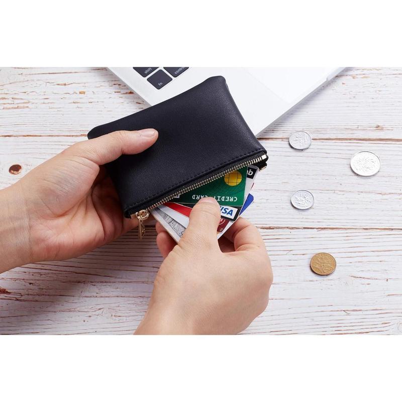 Vegan Leather Coin Purse Pouch Change Purse With Zipper For Men Women