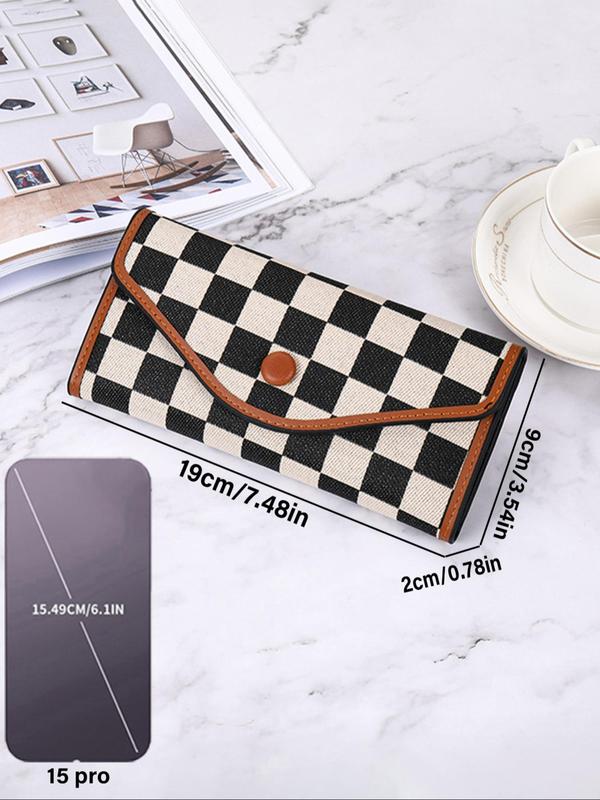 Women's Fashionable Checkerboard  Pattern Long Wallet, Casual Versatile Card Holder for Women & Girls, Trendy All-match & Exquisite Wallet for Birthday Gift