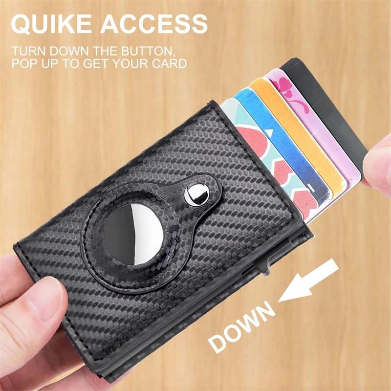 Businessman Mens Smart Wallet Card Holder: Leather, Compatible , Slim, Carbon Fiber, Minimalist  Card Capacity ID Window Cash Slot