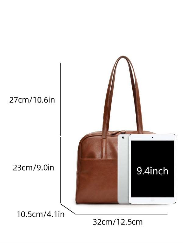 Women's Elegant Solid Color Tote Bag, Fashionable Large Capacity Shoulder Bag for Work & Daily Used, Casual Trendy Versatile High-end Daily Commuting Bag