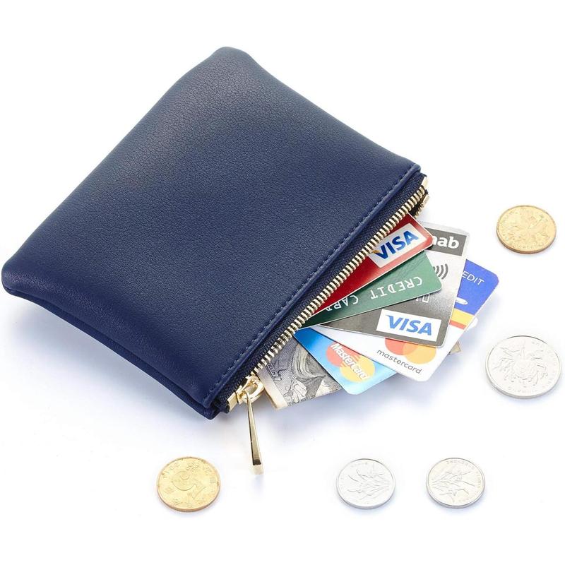 Vegan Leather Coin Purse Pouch Change Purse With Zipper For Men Women