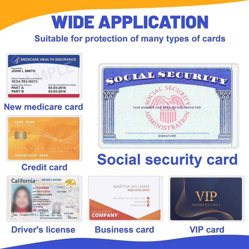 16 Pcs Social Security Card Protector Sleeves New Medicare Card Protector Sleeve Credit Card Holder,31 Mil Soft Clear Plastic Card Sleeves, Waterproof SSN Card Protector.