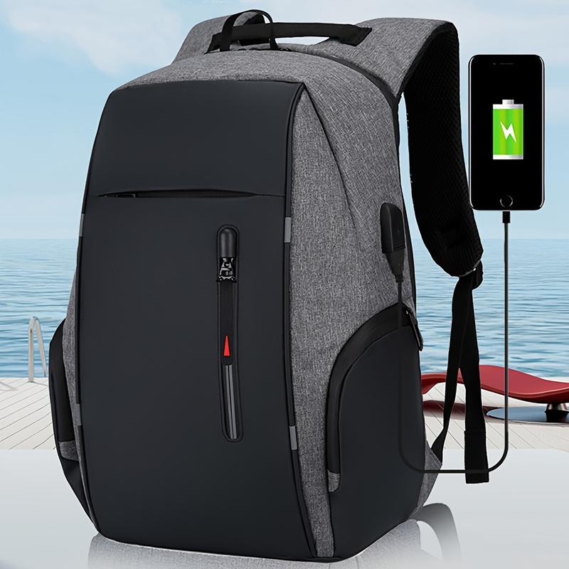 Fast shipping，Laptop Backpack With USB Charging Port - Students, Business Professionals, Travelers - Nylon, Soft Shell, Waterproof, Zipper, Laptop Backpack, Polyamide - Suitable for College students, business travelers, outdoor enthusiasts