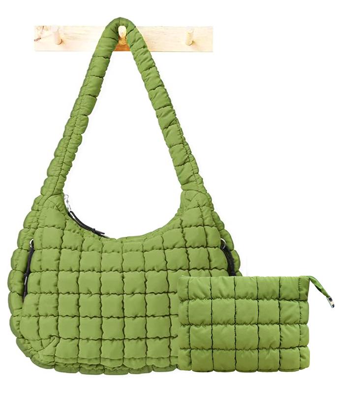 Puffer Tote Bag for Women, Large Quilted Carryall, Soft Puffy Crossbody Hobo Handbag, Quilted Gym Bag, Stylish Puff Purse