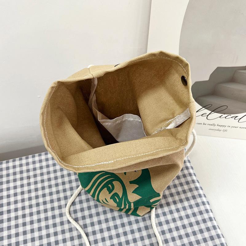 Classic retro Fashion Starbucks large capacity backpack interesting canvas backpack cute casual canvas bag crossbody bag