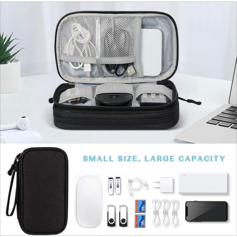 Travel Cable Organizer Pouch Electronic Accessories Carry Case Portable Waterproof Double Layers All-in-One Storage Bag for Cord, Charger, Phone, Earphone Black(Lucky Home)