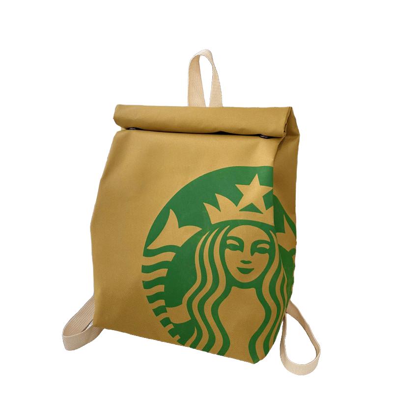 Classic retro Fashion Starbucks large capacity backpack interesting canvas backpack cute casual canvas bag crossbody bag