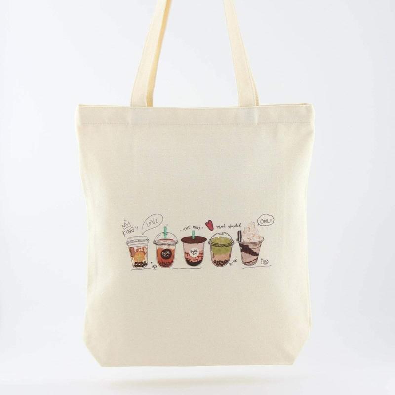 Bubble Tea Tote Bag and Boba Plush Keychain