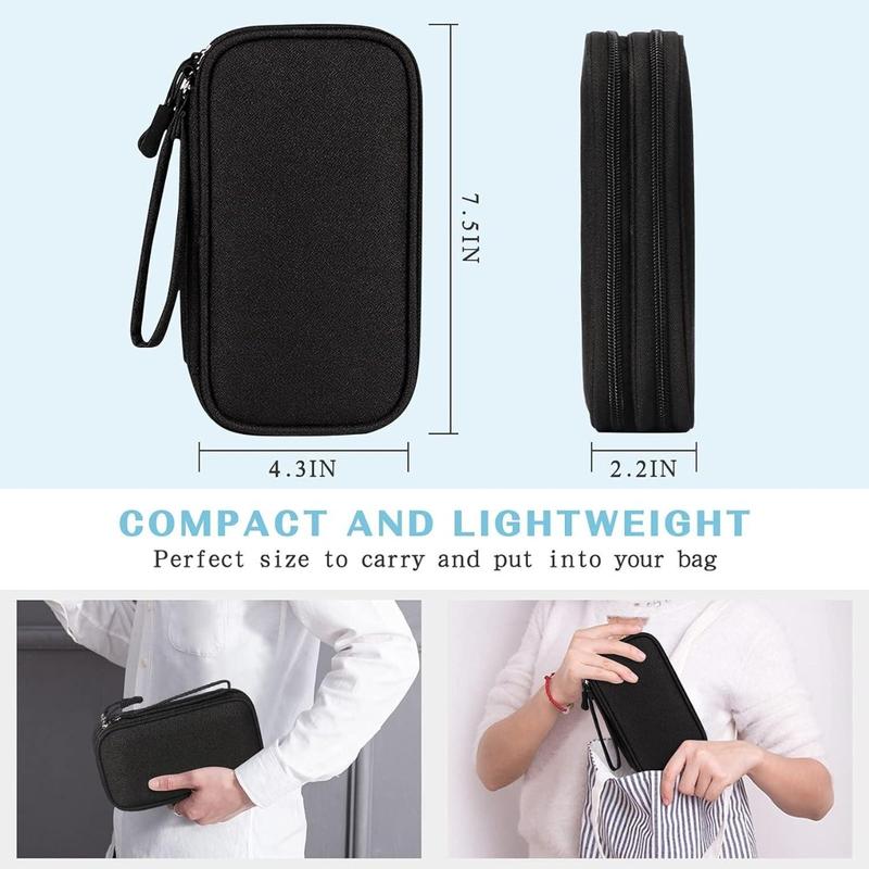 Travel Cable Organizer Pouch Electronic Accessories Carry Case Portable Waterproof Double Layers All-in-One Storage Bag for Cord, Charger, Phone, Earphone Black(Lucky Home)