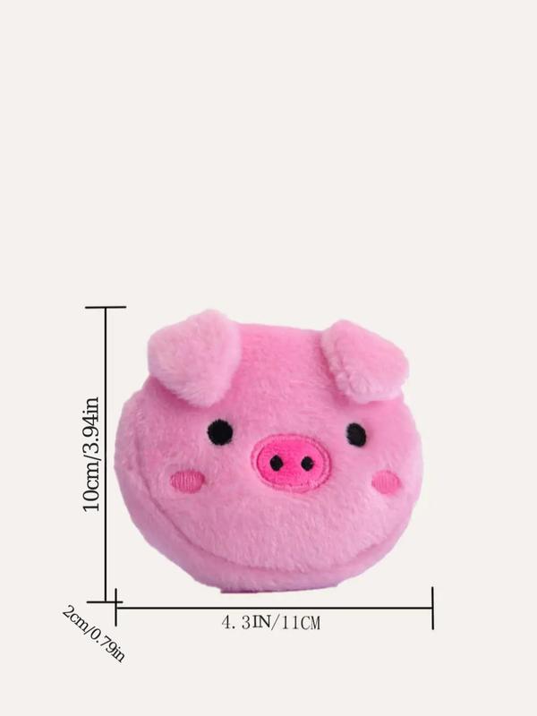 Cute Cartoon Piggy Shaped Design Plush Zipper Wallet, Fluffy Money Clip for Women & Girls, Casual Trendy Versatile High-quality Daily Bag for Birthday Gift