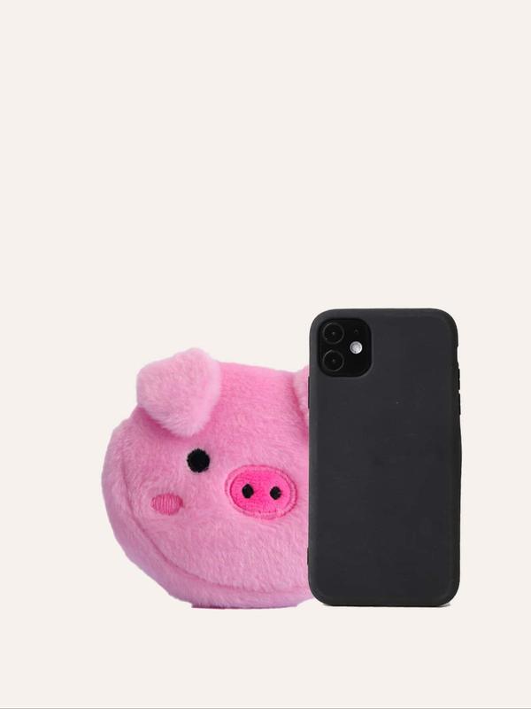 Cute Cartoon Piggy Shaped Design Plush Zipper Wallet, Fluffy Money Clip for Women & Girls, Casual Trendy Versatile High-quality Daily Bag for Birthday Gift