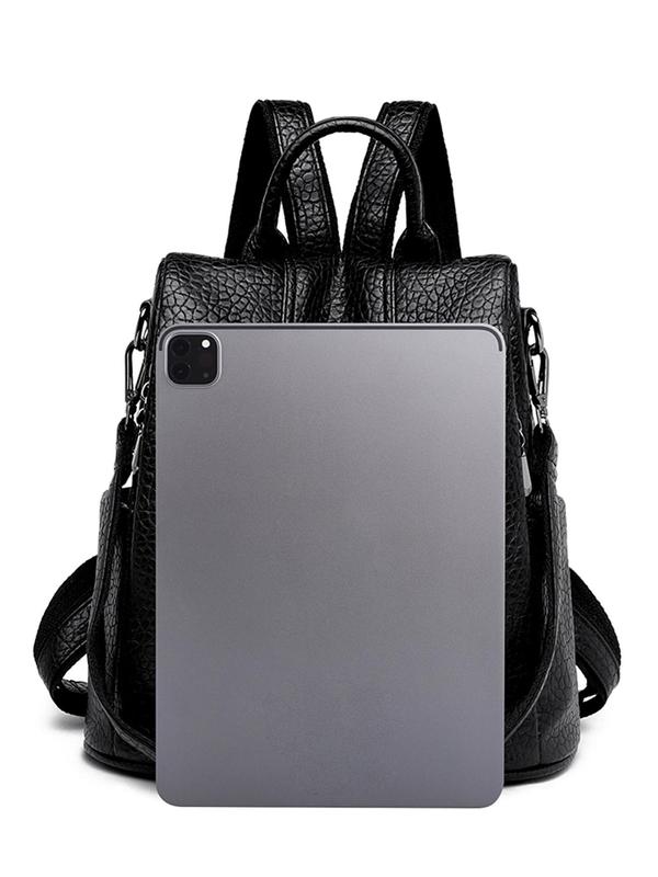 Simple Design Backpack with Adjustable Strap, Casual Large Capacity Travel Backpack for Women