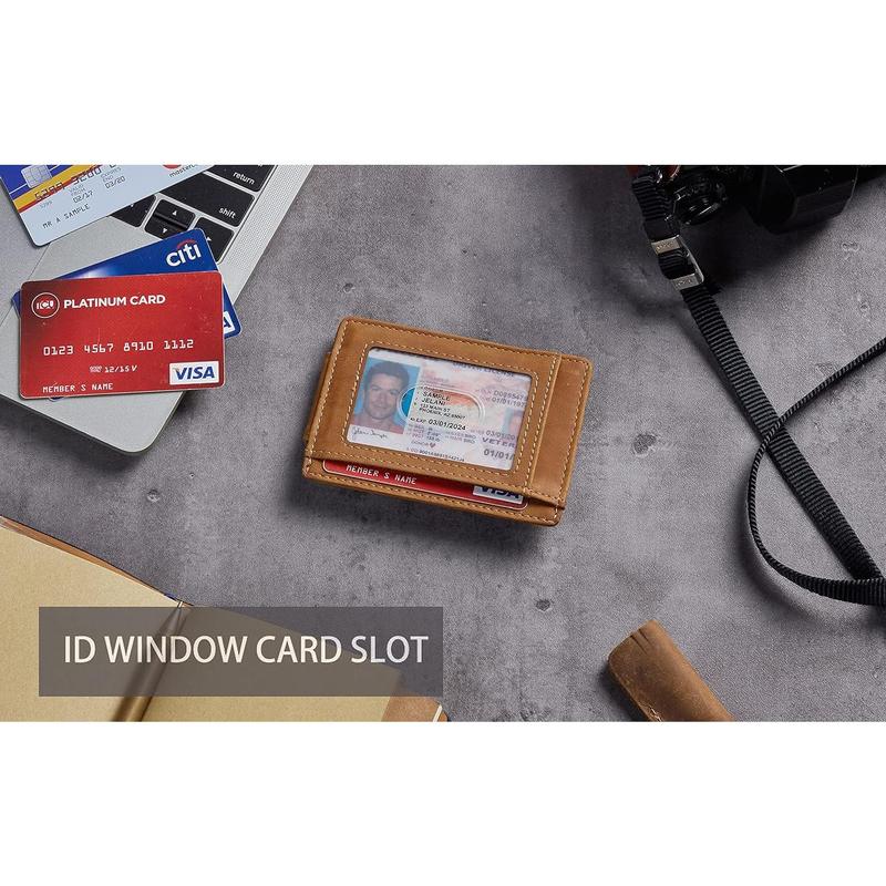 Genuine Leather Front Pocket Money Clip Wallet