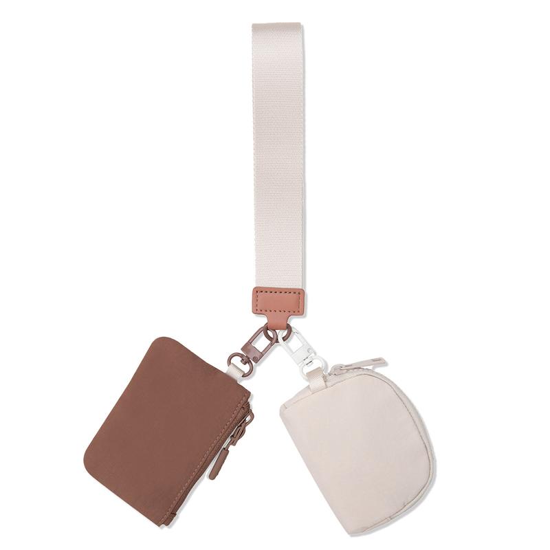 Mini Zip Around Wristlet keychain Wallet for Women Dual Pouch Wristlet Portable wallet Coin Purse Mini Women Coin Pocket