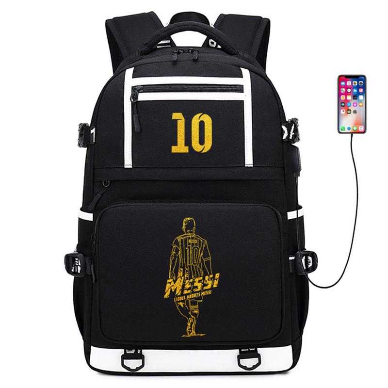 Soccer Player Star M-essi Multifunction Luminous Backpack Travel Football Club Fans Laptop Daypack