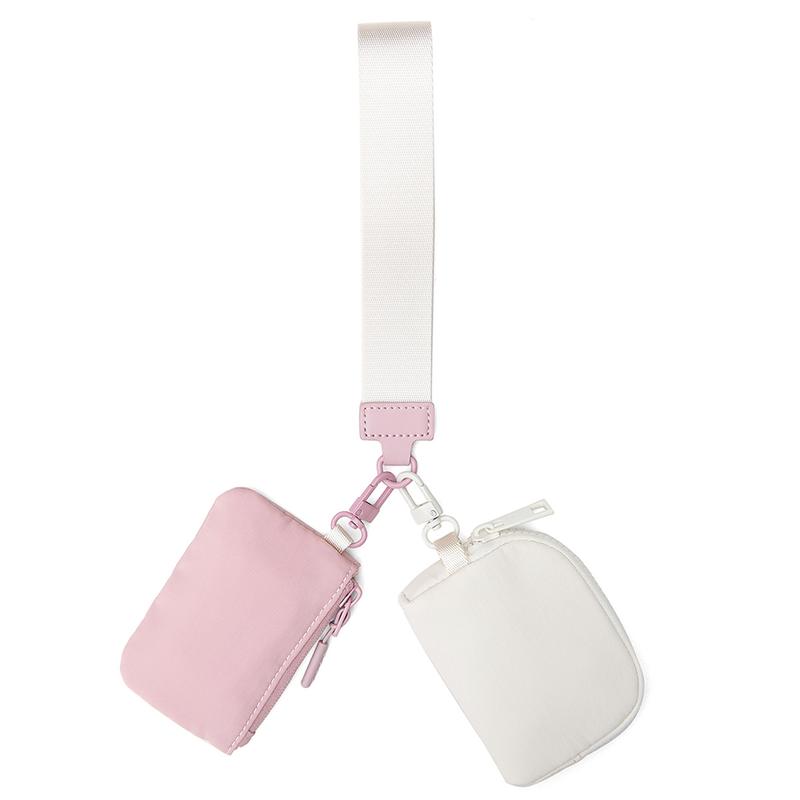 Mini Zip Around Wristlet keychain Wallet for Women Dual Pouch Wristlet Portable wallet Coin Purse Mini Women Coin Pocket