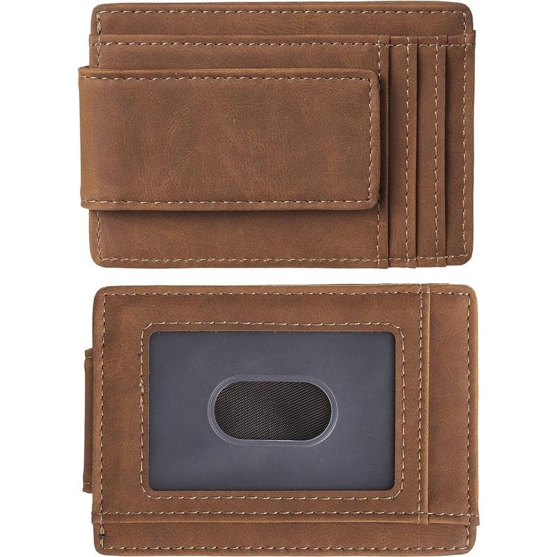 Genuine Leather Front Pocket Money Clip Wallet