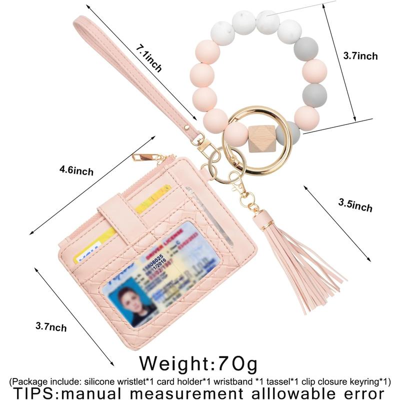 COOLANS Wristlet Bracelet Keychain Credit Card Holder Purse,Rfid Blocking Zip Slim Wallet,Tassel Key Ring Wallet for Women COOLANS