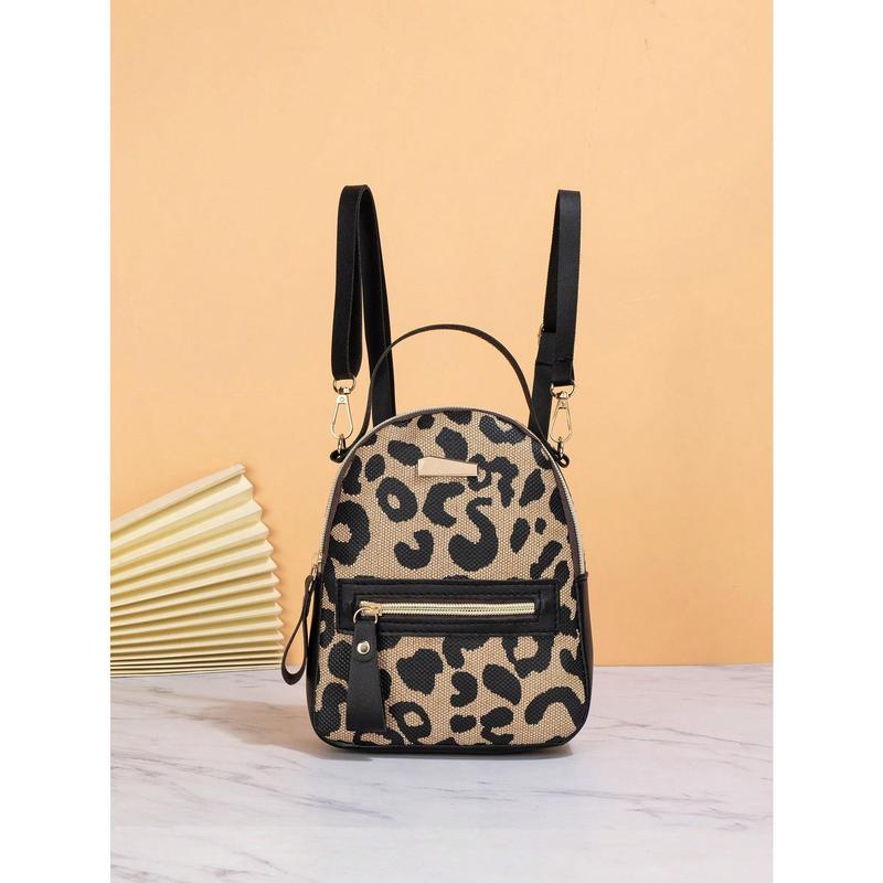 Mini Printed Women's Backpack,Faux Leather Wallet With Adjustable Strap,Casual Zipper Shoulder Bag,School Bag,Portable,Laptop Compartment,Large Capacity,For Teen Girls Women College Students,College,Middle School,High School,Outdoors,Travel,Outings,Eleme