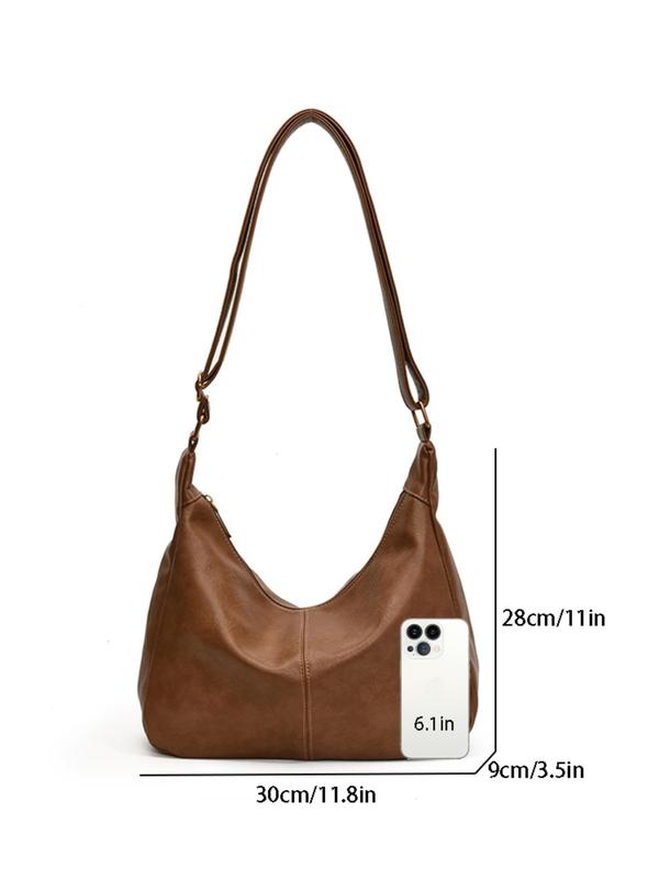 Women's Solid Color Tote Bag, 2024 New Style Fashionable Large Capacity Shoulder Bag for Daily Used, Casual Trendy Versatile High-quality Daily Commuting Bag