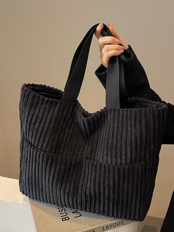 Women's Solid Color Tote Bag, Fashionable Large Capacity Shoulder Bag for Daily Used, Casual Trendy Versatile High-quality Daily Commuting Bag, Girl Fashionable Shopping Bag