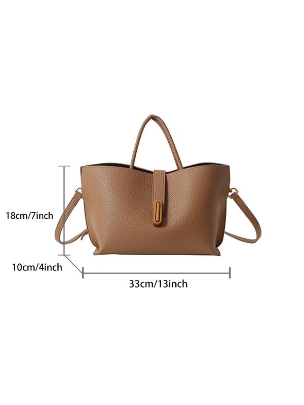 Women's Solid Color Textured Design Shoulder Bag, Fashionable PU Leather Crossbody Bag for Daily Used, Casual Trendy Versatile High-quality Daily Commuting Bag