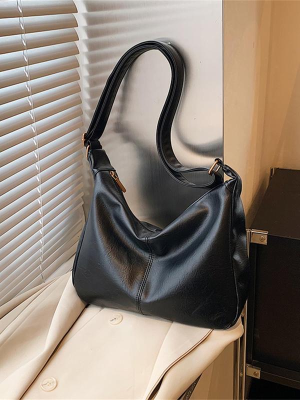 Women's Solid Color Tote Bag, 2024 New Style Fashionable Large Capacity Shoulder Bag for Daily Used, Casual Trendy Versatile High-quality Daily Commuting Bag