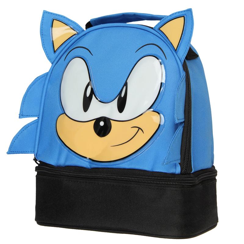 Sega Sonic the Hedgehog Lunch Bag Big Face Dual Compartment Lunch Box Kit