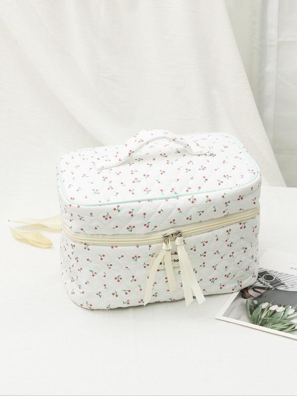 Cute Ditsy Floral Pattern Makeup Bag,  Large Capacity Cosmetic Storage Bag, Zipper Makeup Organizer Pouch, Versatile Storage Bag for Skincare & Lotion