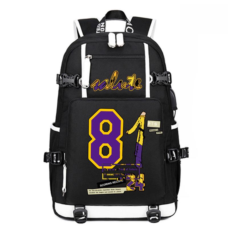 Basketball Player Star K-obe Multifunction Colorful Mix Logo Backpack Casual Fans Laptop Daypack