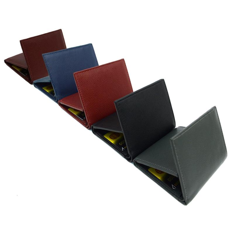 RFID Genuine Leather Tri-Fold Wallet