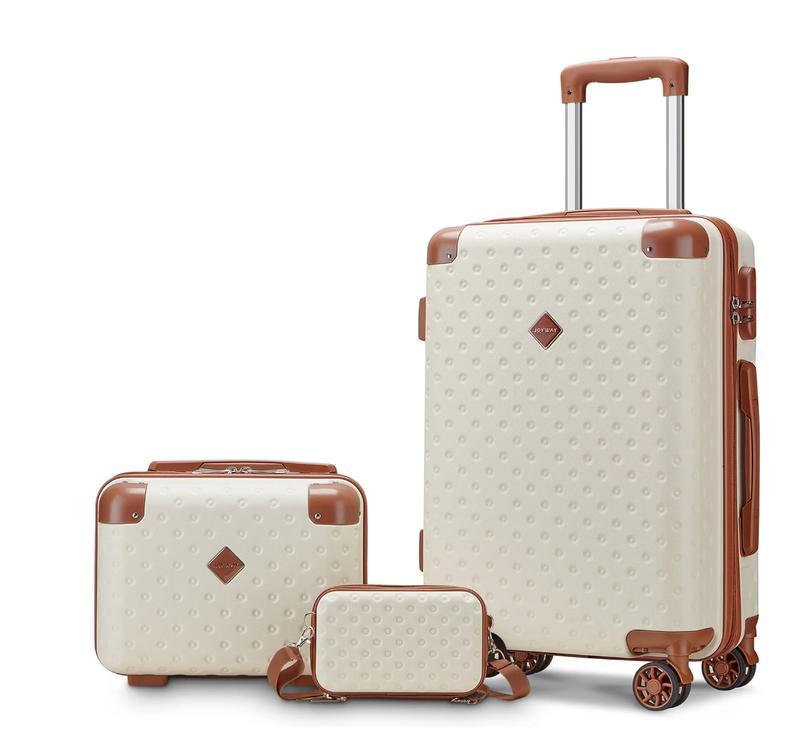 3-Piece Carry-on Luggage Set with Swivel Wheel Combination Lock Lightweight Hard Shell Set-Beige