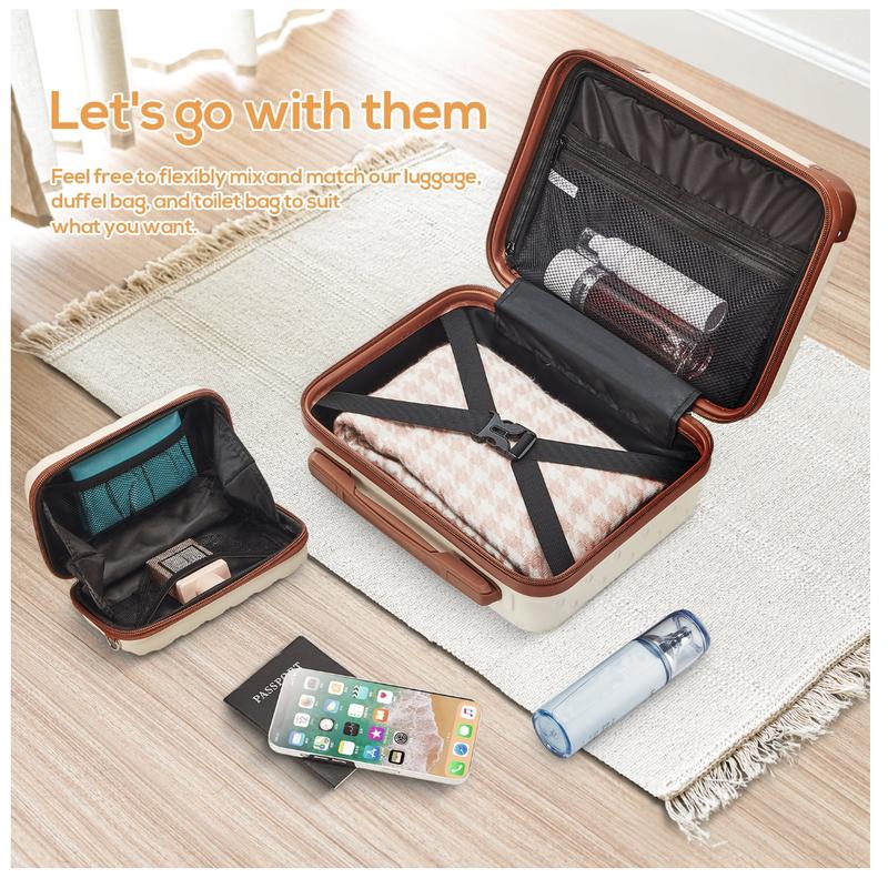 3-Piece Carry-on Luggage Set with Swivel Wheel Combination Lock Lightweight Hard Shell Set-Beige