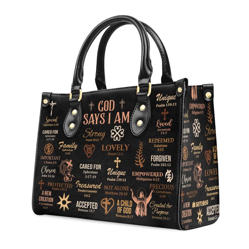 Sistabag God Says I Am Personalized Leather Handbag