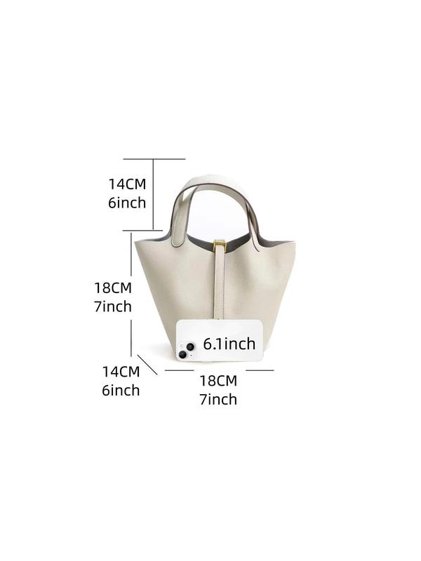 [Black Friday Sales]Women's Fashionable Plain Color Leather Bag, Casual Versatile Handbag with Lock Design, Trendy All-match Handbag for Daily Use