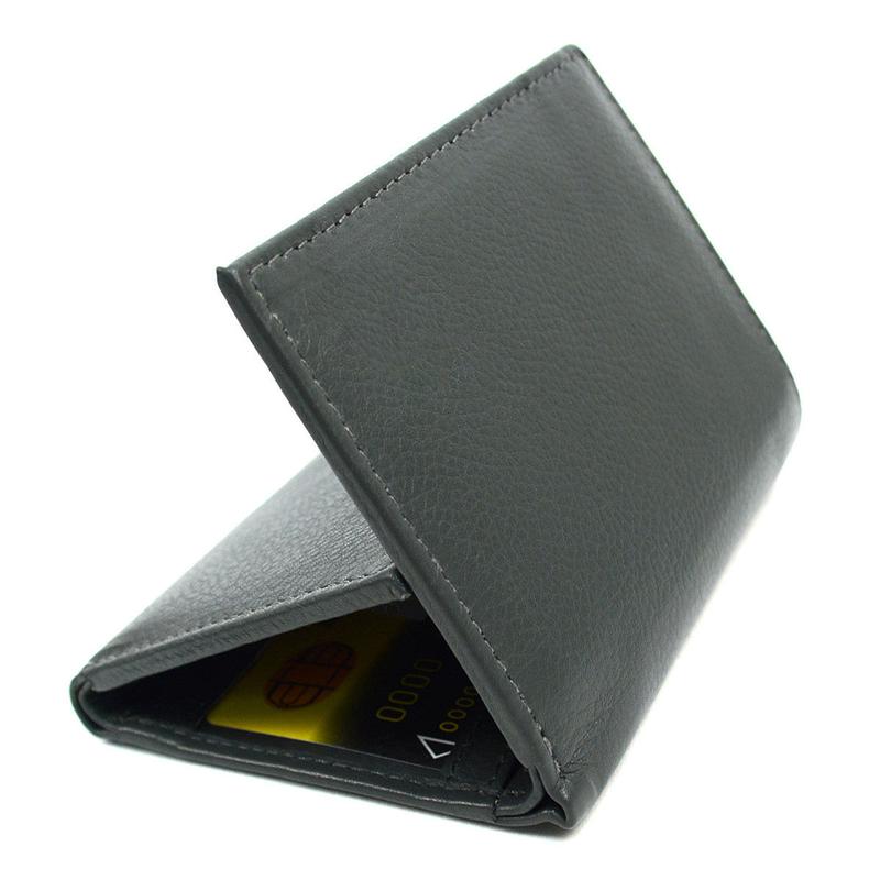 RFID Genuine Leather Tri-Fold Wallet