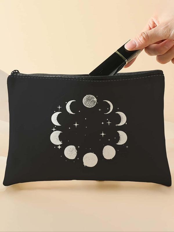 Moon & Star Pattern Lightweight Makeup Bag, Multi-functional Cosmetic Storage Bag, Travel Makeup Bag, Suitable for Leisure Travel, Business Trips