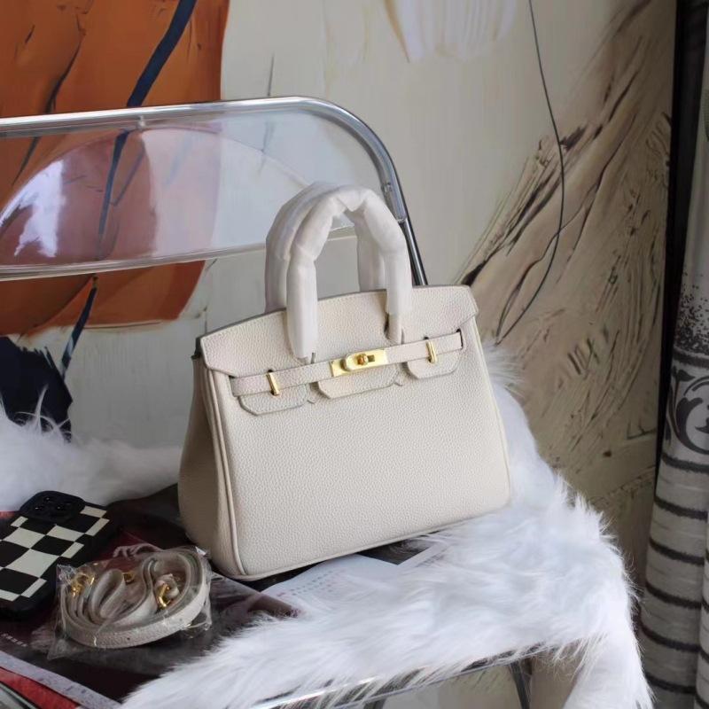 2024 New Bags Birkin Bag Women's Handbag Kelly Closed-Toe Layer Leather One-Shoulder Crossbody Advanced Texture Commuting