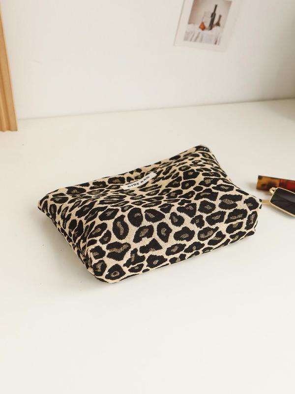 Leopard Pattern Large Capacity Cosmetic Storage Bag, Portable Zipper Makeup Organizer Pouch, Versatile Storage Bag for Travel & Daily Use