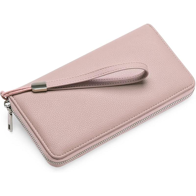 Womens Wallet RFID Blocking Leather Zip Around Wallet Large Capacity Long Purse Credit Card Clutch Wristlet