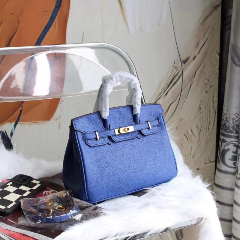 2024 New Bags Birkin Bag Women's Handbag Kelly Closed-Toe Layer Leather One-Shoulder Crossbody Advanced Texture Commuting