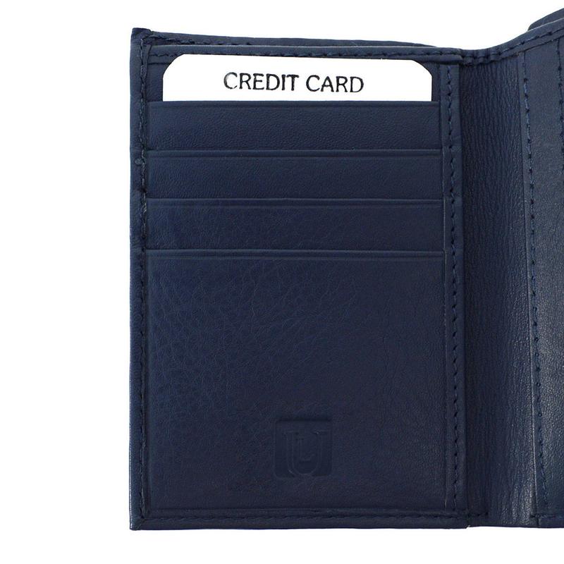 RFID Genuine Leather Tri-Fold Wallet