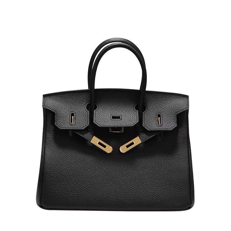 2024 New Bags Birkin Bag Women's Handbag Kelly Closed-Toe Layer Leather One-Shoulder Crossbody Advanced Texture Commuting